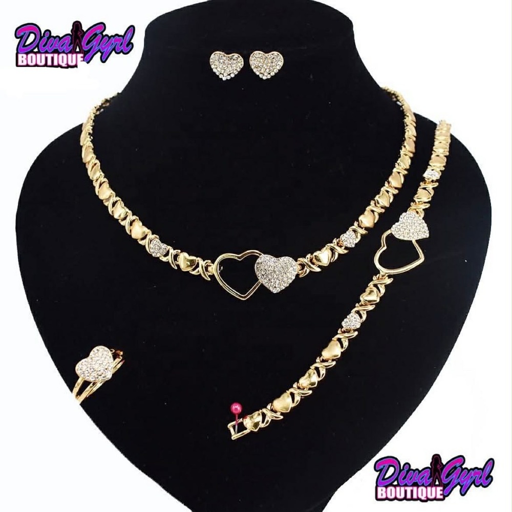 Gold Heart Jewelry Set